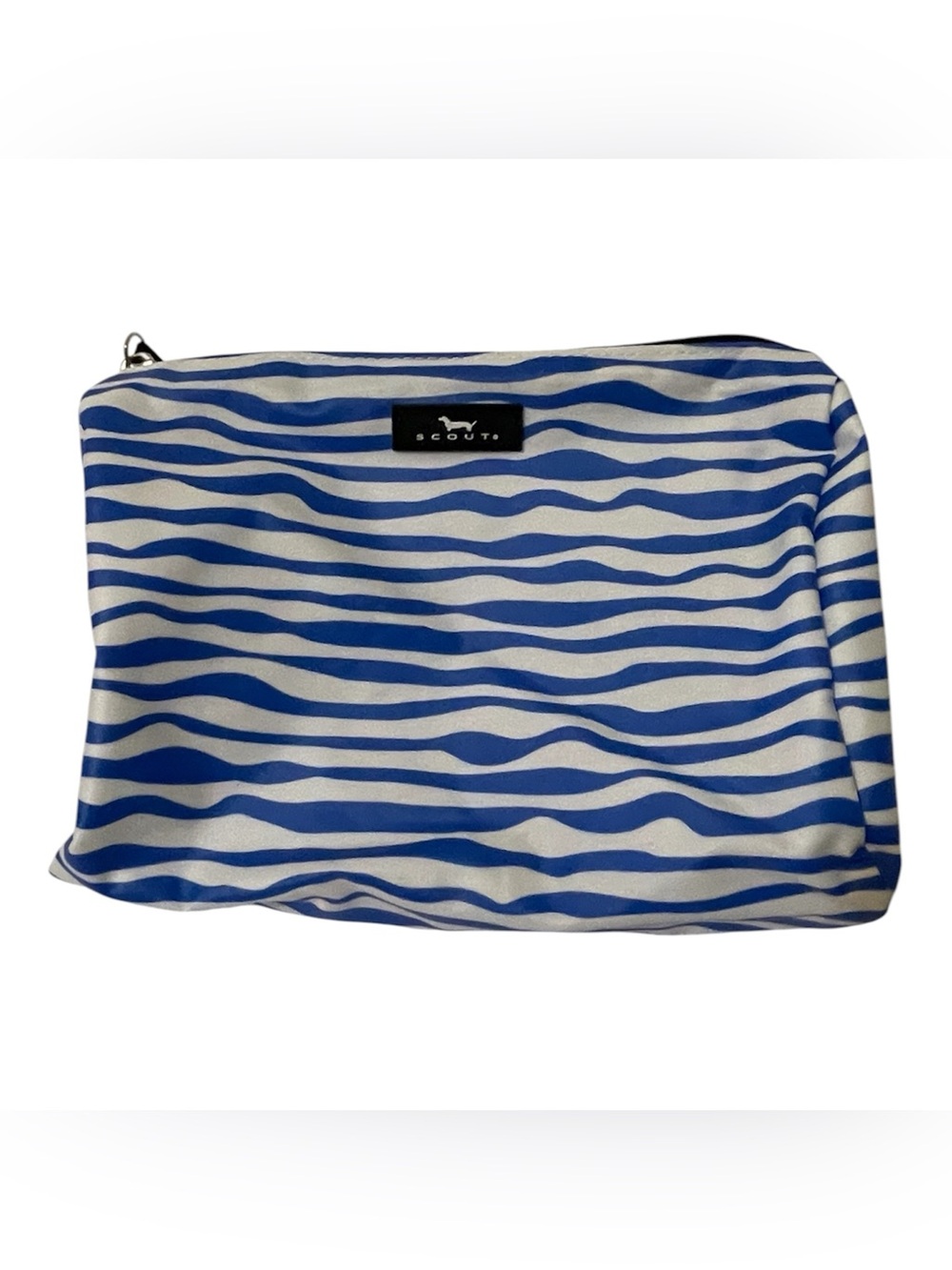 SCOUT “Packing Heat” Blue & White Striped Cosmetic Bag - NWOT **